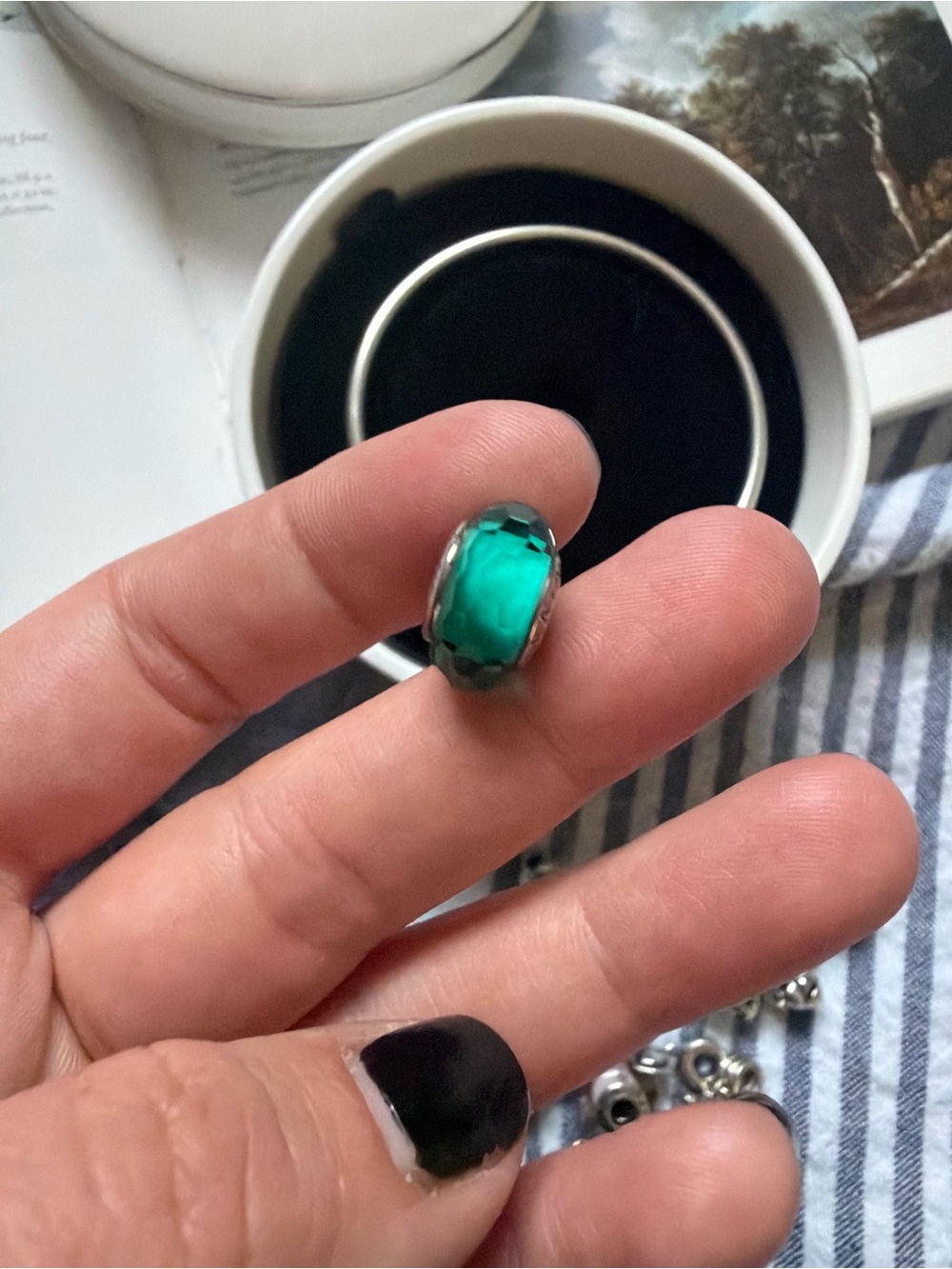 Pandora Emerald Green Faceted Murano Charm